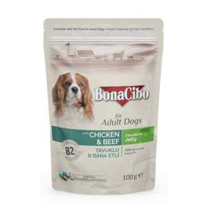 bonacibo chicken and beef dog jelly 85g