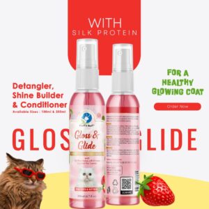 FLUFF n BUFF GLOSS & GLIDE (DETANGLER SHINE BUILDER & CONDITIONER) SPRAY FOR CATS & KITTEN IN STRAWBERRY SCENT 200ML