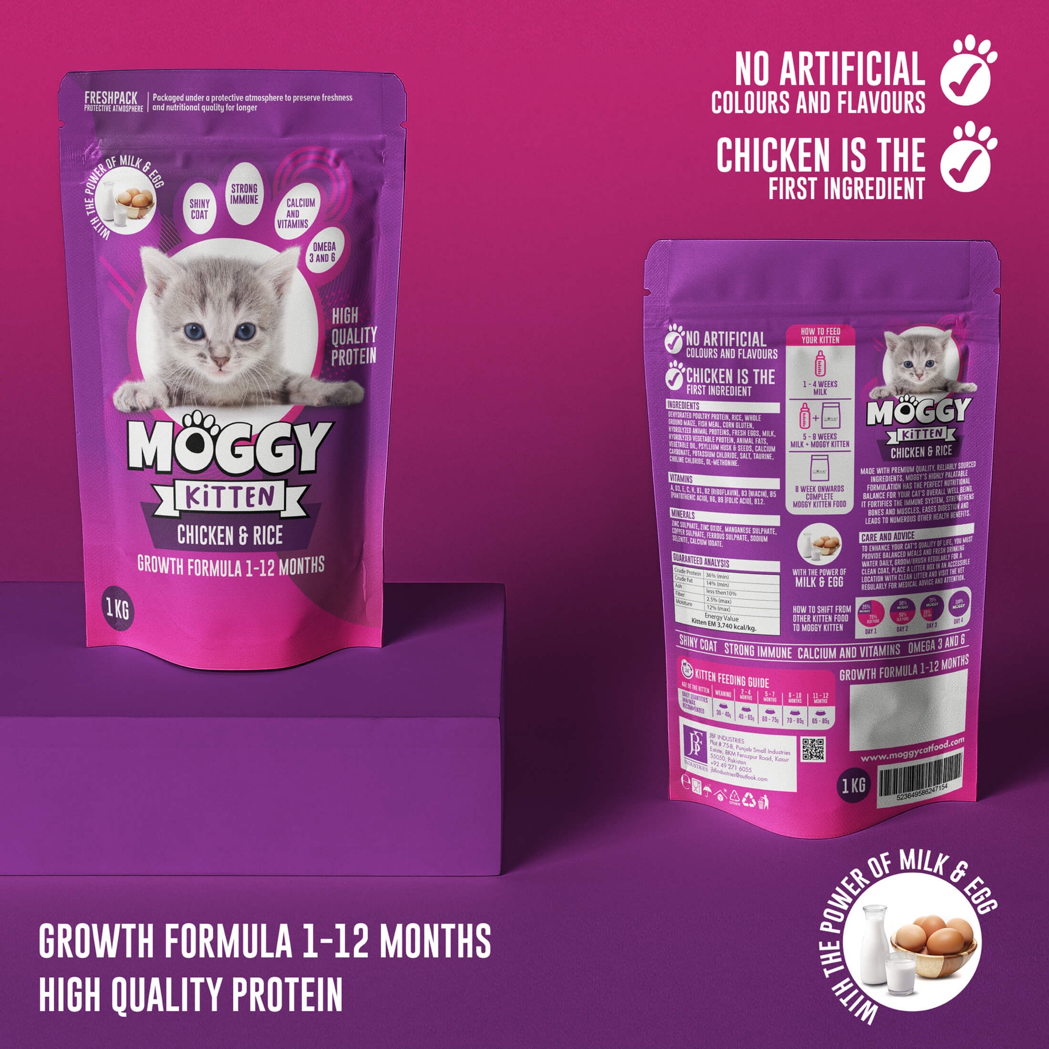 MOGGY KITTEN FOOD (CHICKEN & RICE) 1 KG - Cats and tails